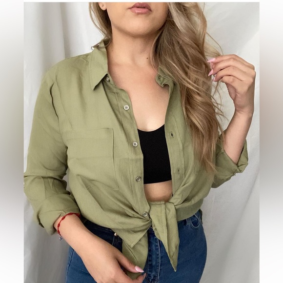 Tops - Army Green Blouse